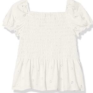 Speechless White Y2K over the shoulder Smocked Puff Sleeve Blouse Coquette XL